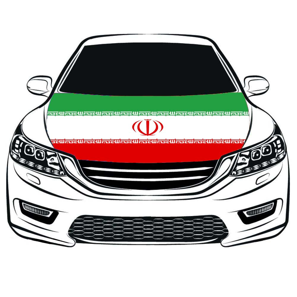 Car Hood Cover Iranian Flag ,Engine Banner Flag of Iran ,3.3X5ft, 100% Polyester Elastic Fabrics Can be Washed