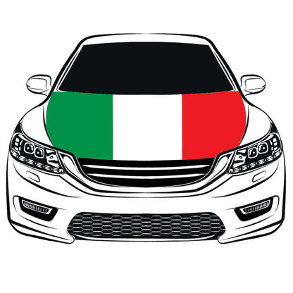 Car Hood Cover Italian flag ,Engine Banner Flag of Italy ,3.3X5ft, 100% Polyester Elastic Fabrics Can be Washed ，Suitable for large SUV and Pickup Trucks