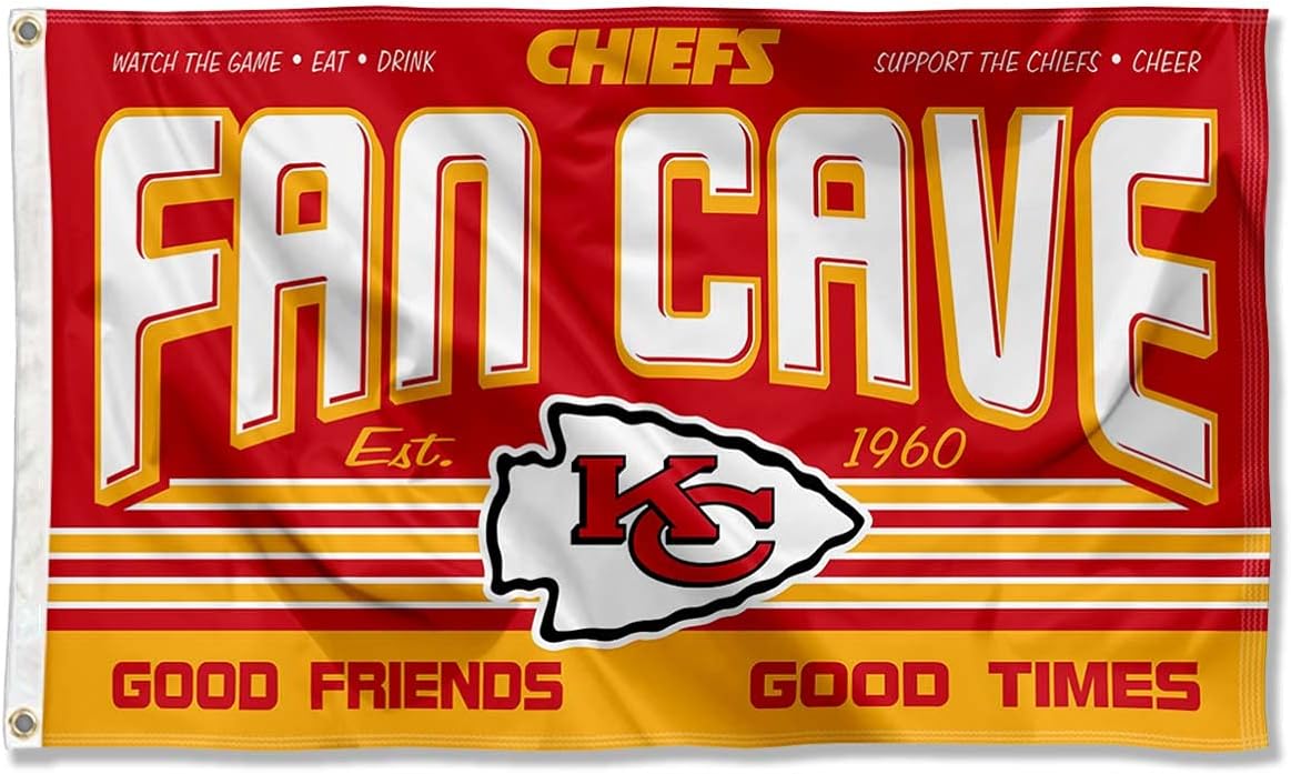 NFL KC Chiefs Banner Kansas City Chiefs Flag-3x5 FT-100% polyester-2 Metal Grommets