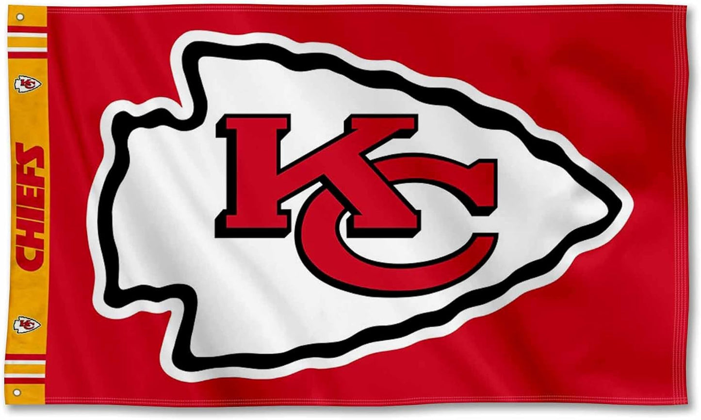 Kansas City Chiefs Flag-3x5 FT NFL KC Chiefs Banner-100% polyester-2 Metal Grommets
