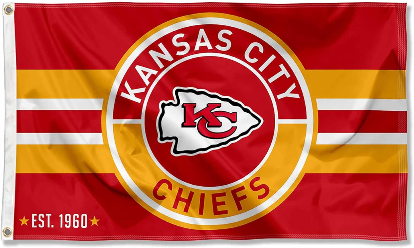 NFL KC Chiefs Banner Kansas City Chiefs Flag-3x5 FT-100% polyester-2 Metal Grommets