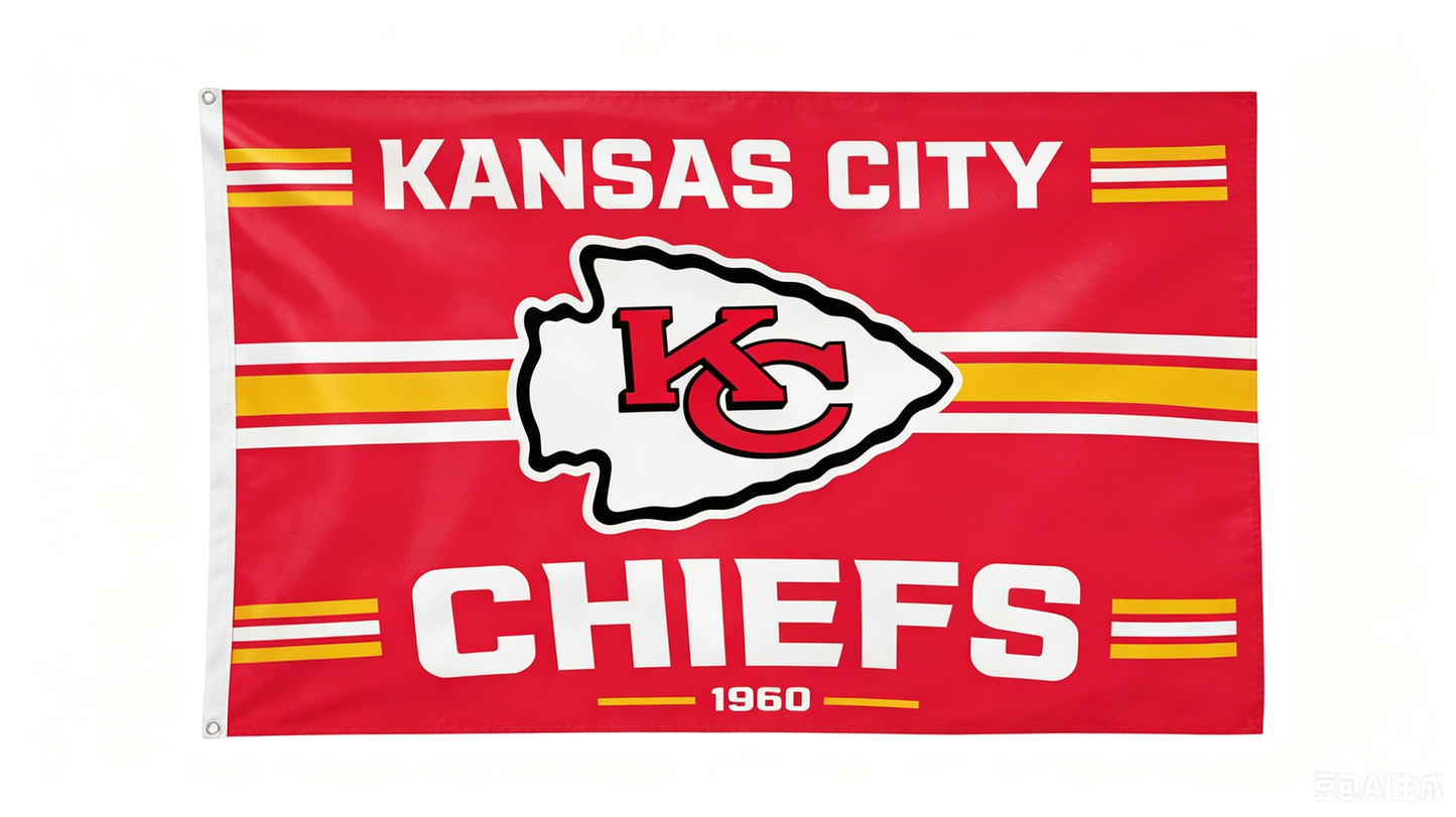 NFL KC Chiefs Banner Kansas City Chiefs Flag-3x5 FT-100% polyester-2 Metal Grommets