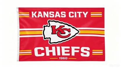 NFL KC Chiefs Banner Kansas City Chiefs Flag-3x5 FT-100% polyester-2 Metal Grommets