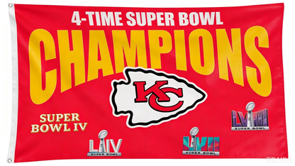 Kansas City Chiefs Flag-3x5 FT KC Chiefs Banner-100% polyester-2 Metal Grommets