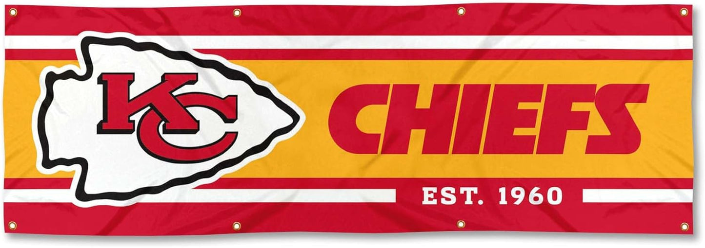 NFL Kansas City Chiefs Flag -2x8 Ft SF 49ers Banner -100% polyester-8 Metal Grommets