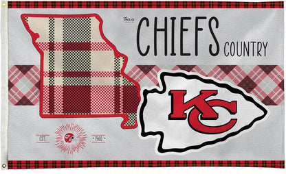 Kansas City Chiefs Flag-3x5 FT KC Chiefs Banner-100% polyester-2 Metal Grommets