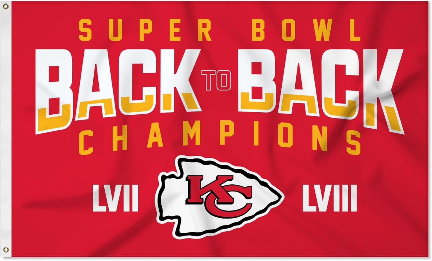 Kansas City Chiefs Flag-3x5 FT KC Chiefs Banner-100% polyester-2 Metal Grommets