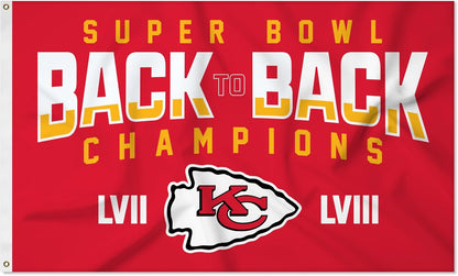 Kansas City Chiefs Flag-3x5 FT KC Chiefs Banner-100% polyester-2 Metal Grommets
