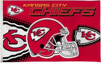 Kansas City Chiefs Flag-3x5 FT KC Chiefs Banner-100% polyester-2 Metal Grommets