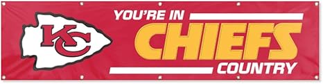 NFL Kansas City Chiefs Flag -2x8 Ft SF 49ers Banner -100% polyester-8 Metal Grommets