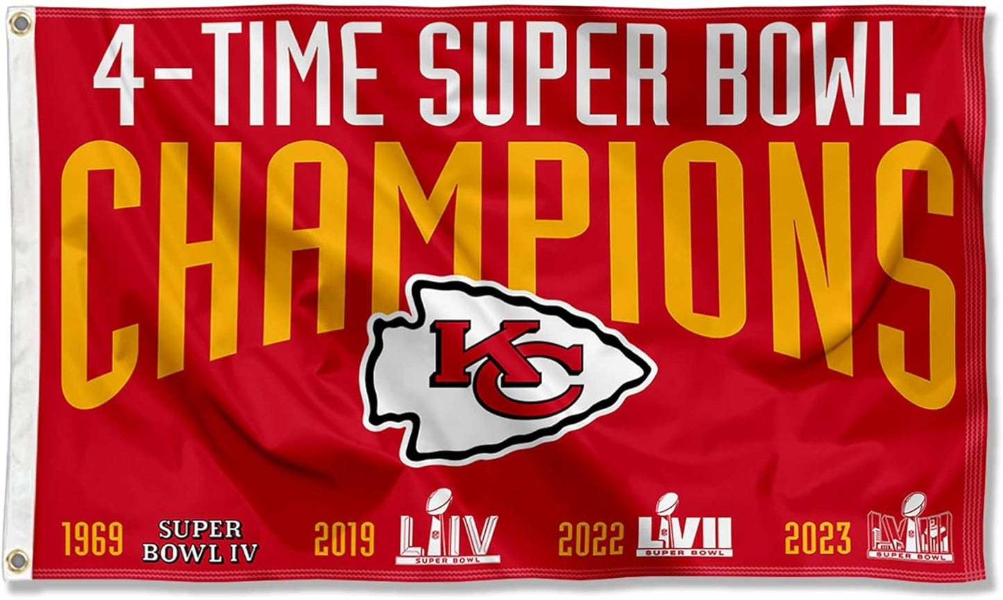 Kansas City Chiefs Flag-3x5 FT KC Chiefs Banner-100% polyester-2 Metal Grommets