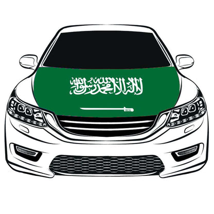 Flag of Saudi Arabia，Car Hood Cover Flag ,Saudi Arabia Engine Banner Flag,3.3X5ft, 100% Polyester Elastic Fabrics Can be Washed