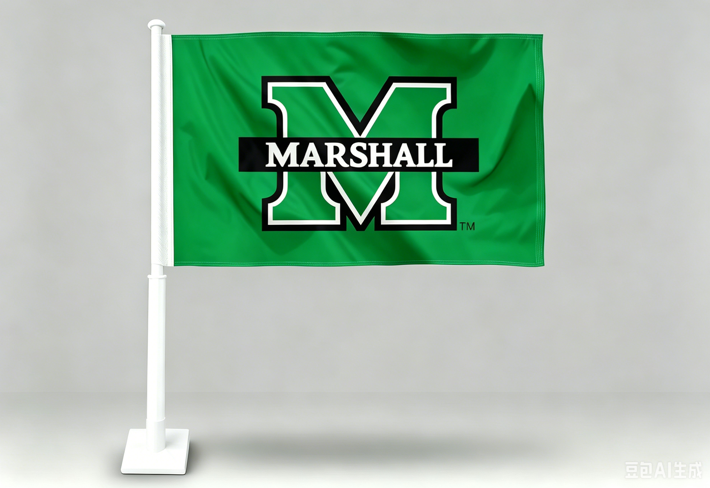 2 Pack Car Window Flag of MU Thundering Herd 11X18 Inch -Marshall University Flag 100% Polyester, White Strong White Flagpole