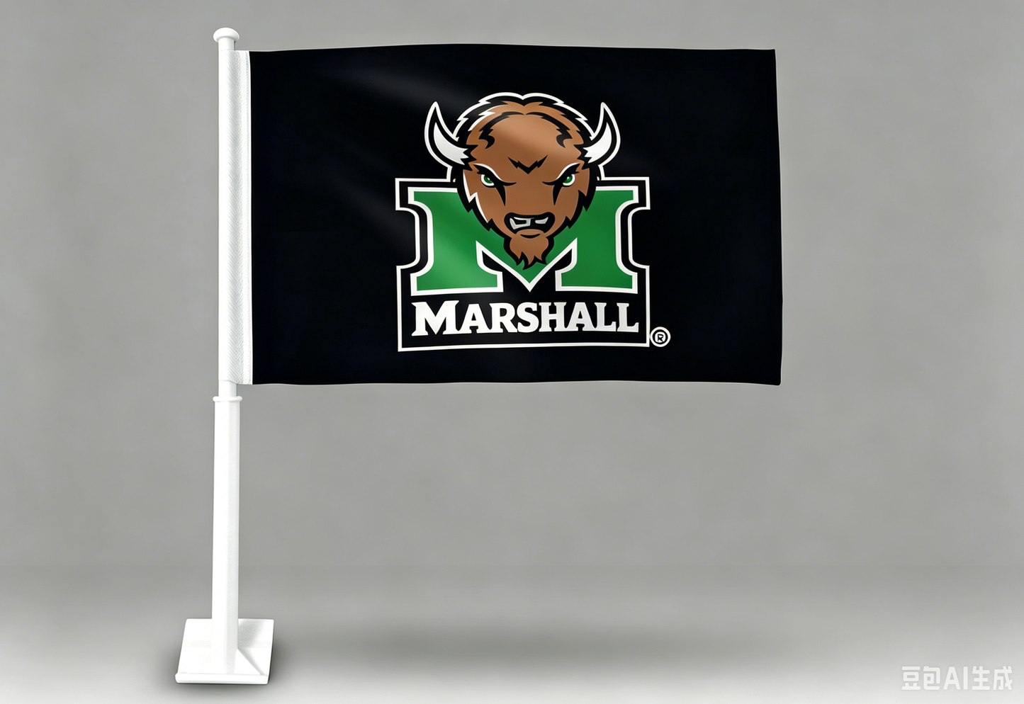 2 Pack Car Window Flag of MU Thundering Herd 11X18 Inch -Marshall University Flag 100% Polyester, White Strong White Flagpole