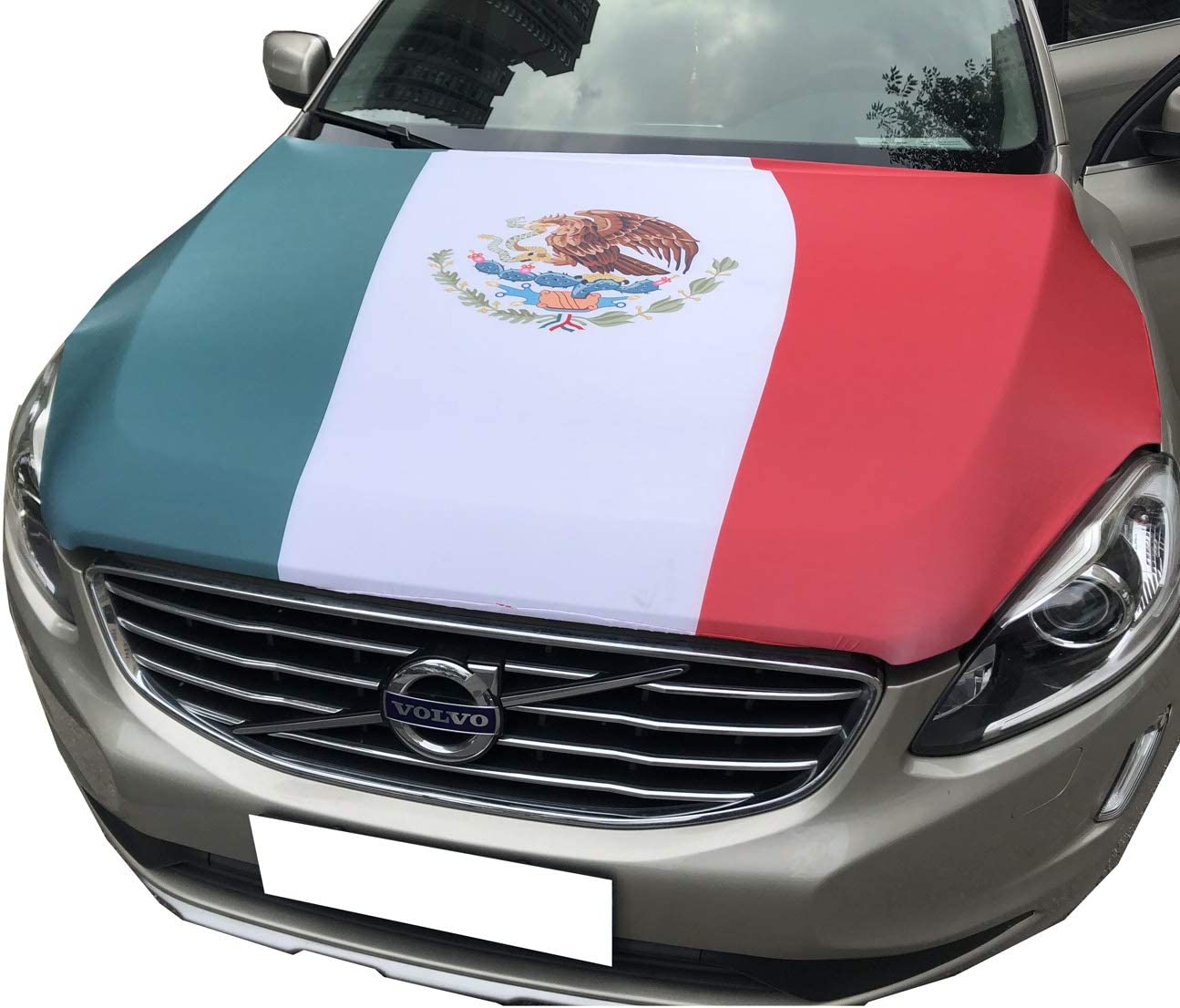 Mexico Car Hood Cover Flag ,Engine Banner Flag of Mexican ,3.3X5ft, 100% Polyester Elastic Fabrics Can be Washed Suitable for large SUV and Pickup Trucks