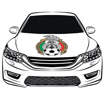 Mexico National Team Flag, Car Hood Cover Flag of Mexico Football Team, Engine Banner Flags,3.3X5ft,100% Polyester Elastic Fabrics Can be Washed