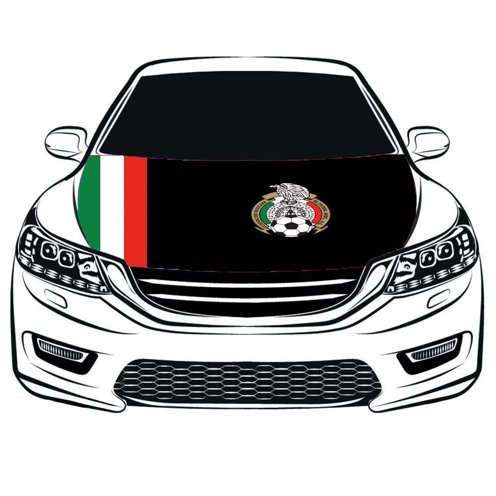 Mexico Car Hood Cover Flag ,Engine Banner Flag of Mexican ,3.3X5ft, 100% Polyester Elastic Fabrics Can be Washed Suitable for large SUV and Pickup Trucks