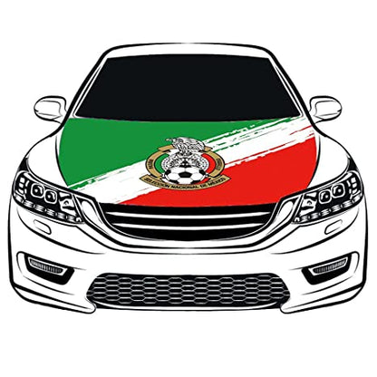 Mexico National Team Flag, Car Hood Cover Flag of Mexico Football Team, Engine Banner Flags,3.3X5ft,100% Polyester Elastic Fabrics Can be Washed