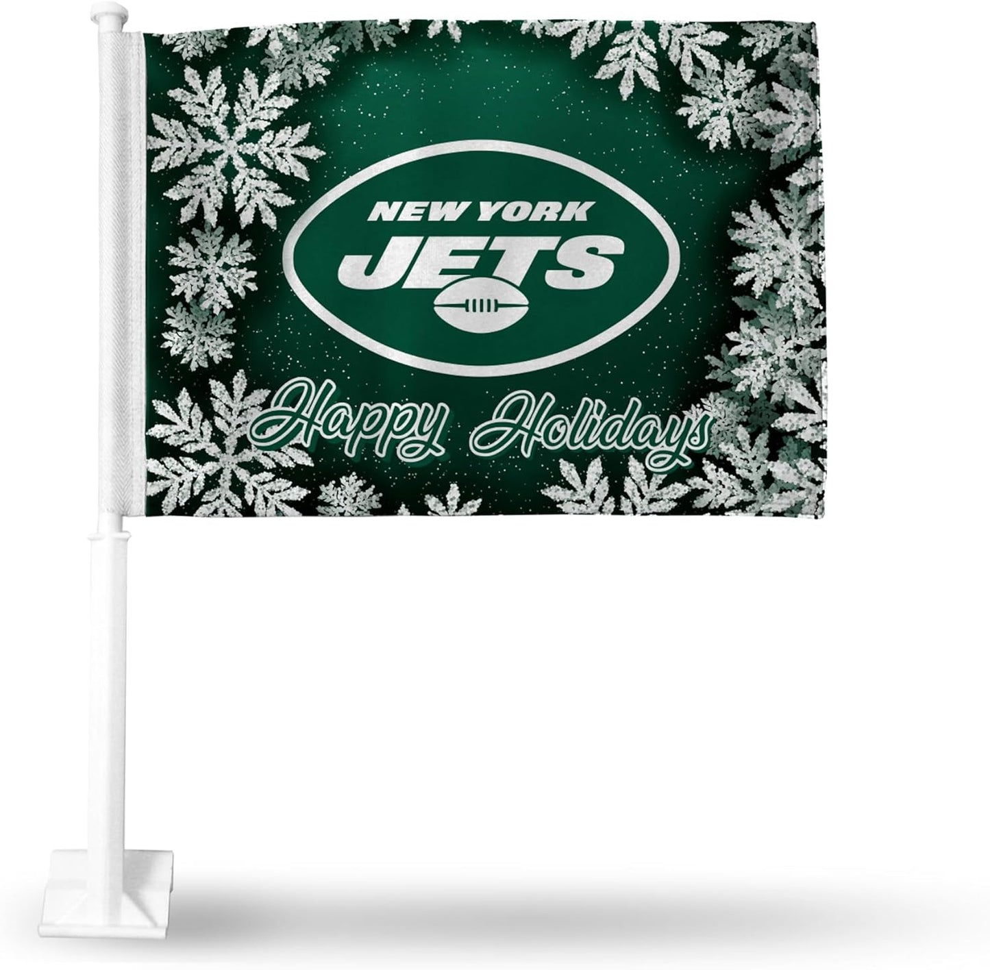 2 pack Car Window Flag of New York Jets 11X18 Inch 100% Polyester, White Strong White Flagpole