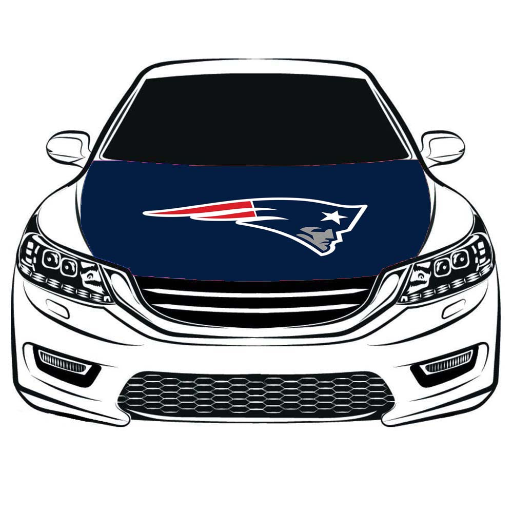 NFL New England Patriots Car Hood Cover Flag ,Engine Banner Flag flag of New England Patriots,3.3X5ft, 100% Polyester Elastic Fabrics Can be Washed