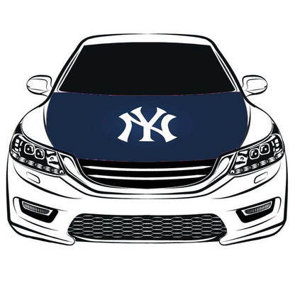 MLB Car Hood Cover Flag New York Yankees, Engine Banner Flag of NY Yankees,3.3X5ft,100% Polyester Elastic Fabrics Can be Washed
