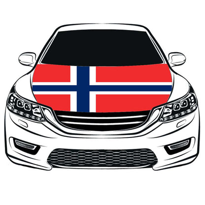 Norway Car Hood Cover Flag ,Norwegian flag，Engine Banner Flag of Norway,3.3X5ft, 100% Polyester Elastic Fabrics Can be Washed Suitable for large SUV and Pickup Trucks