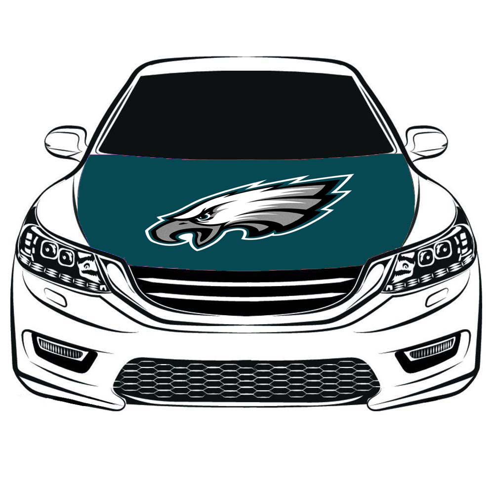 NFL Philadelphia Eagles Car Hood Cover Flag , Philadelphia Eagles Engine Banner Flags ,3.3X5ft,100% Polyester Elastic Fabrics Can be Washed