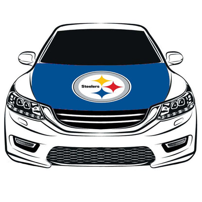 NFL Pittsburgh Steelers Car Hood Cover Flag ,Engine Banner Flag of Pittsburgh Steelers,3.3X5ft, 100% Polyester Elastic Fabrics Can be Washed
