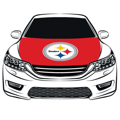 NFL Pittsburgh Steelers Car Hood Cover Flag ,Engine Banner Flag of Pittsburgh Steelers,3.3X5ft, 100% Polyester Elastic Fabrics Can be Washed