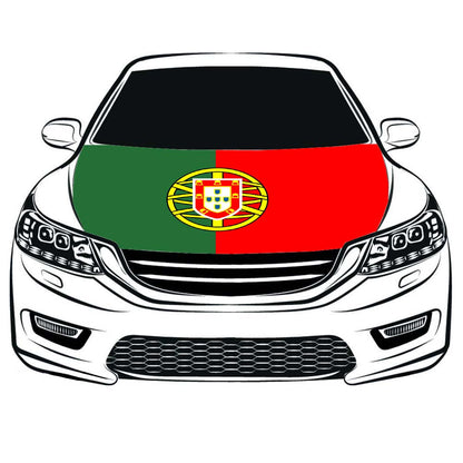 Portugal Car Hood Cover Flag ,Engine Flag of Portugal,3.3X5ft, 100% Polyester Elastic Fabrics Can be Washed