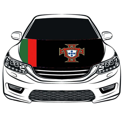 Portugal national football team Car Hood Cover Flag ,Engine Flag of Seleção Portuguesa de Futebol,3.3X5ft, 100% Polyester Elastic Fabrics Can be Washed