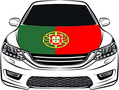 Portugal national football team Car Hood Cover Flag ,Engine Flag of Seleção Portuguesa de Futebol,3.3X5ft, 100% Polyester Elastic Fabrics Can be Washed