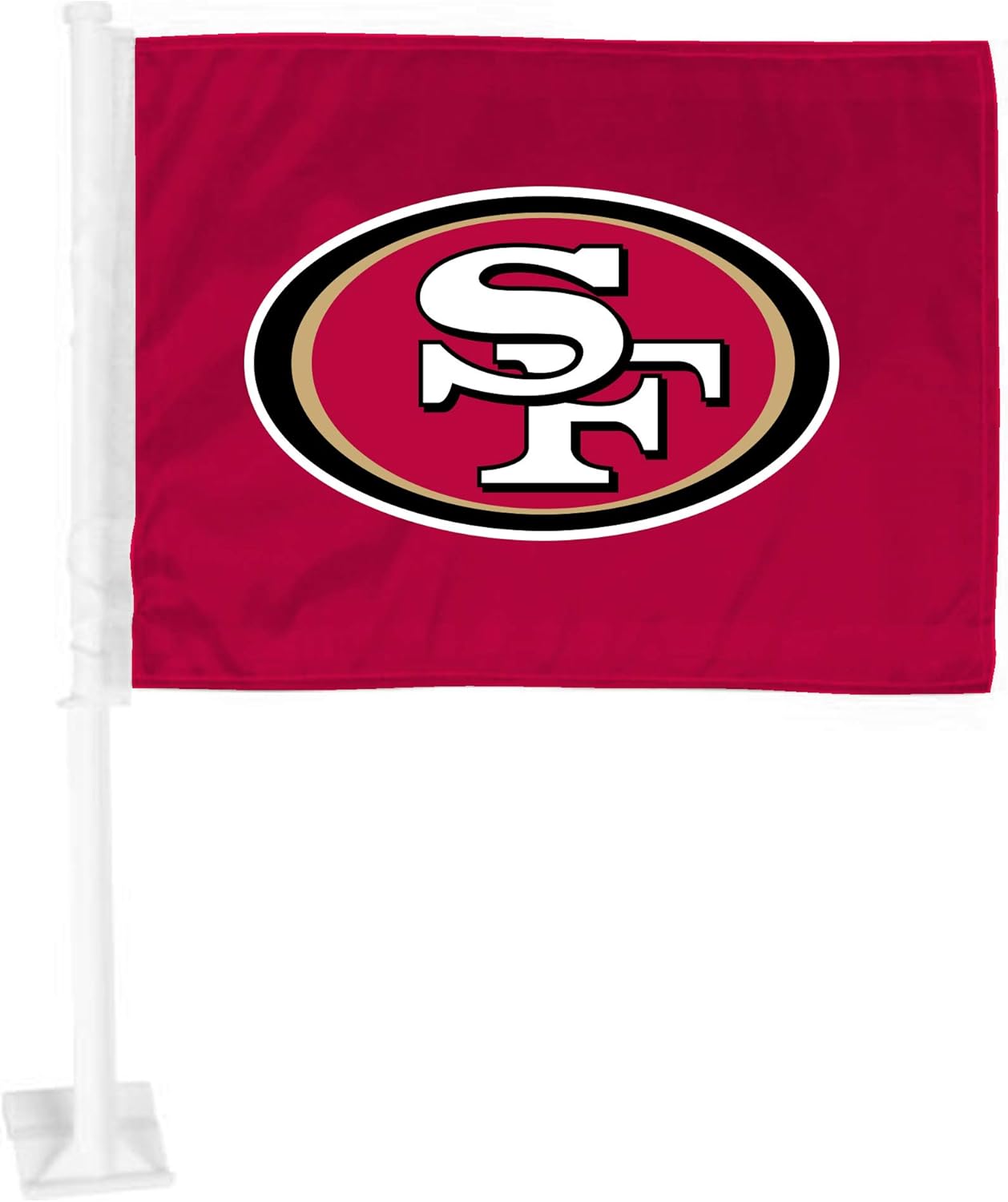 2 pack Car Window Flag of San Francisco 49ers 11X18 Inch 100% Polyester, White Strong White Flagpole