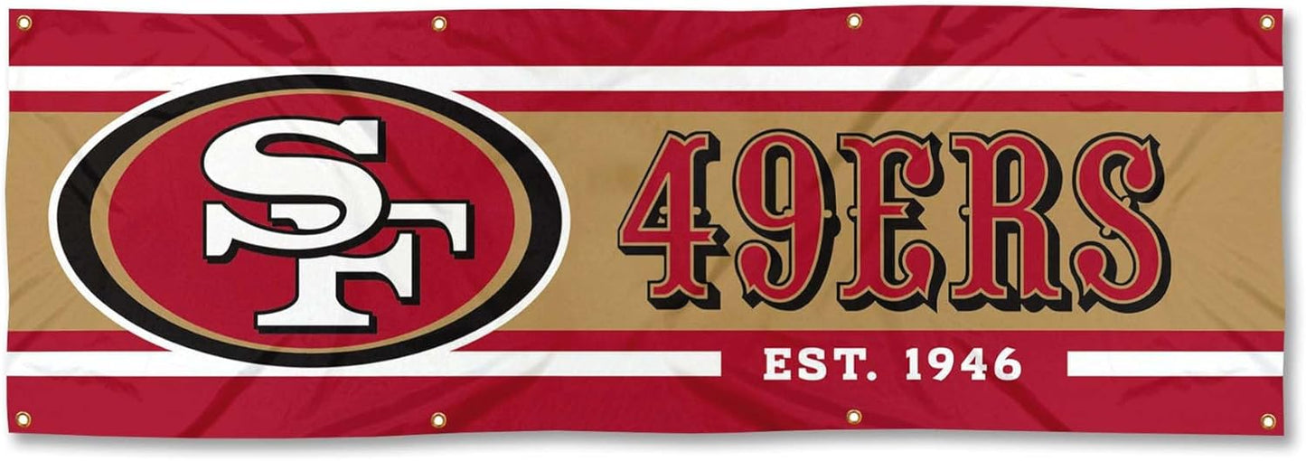 NFL San Francisco 49ers Flag -2x8 Ft SF 49ers Banner -100% polyester-8 Metal Grommets