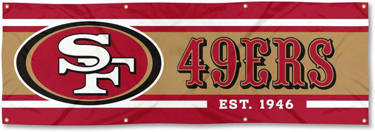 NFL San Francisco 49ers Flag -2x8 Ft SF 49ers Banner -100% polyester-8 Metal Grommets