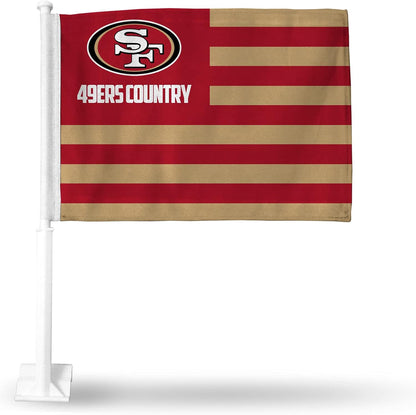 2 pack Car Window Flag of San Francisco 49ers 11X18 Inch 100% Polyester, White Strong White Flagpole