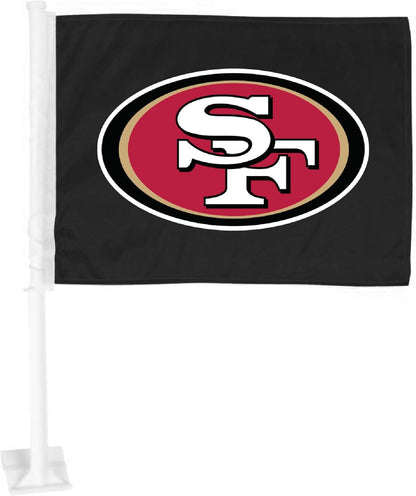 2 pack Car Window Flag of San Francisco 49ers 11X18 Inch 100% Polyester, White Strong White Flagpole
