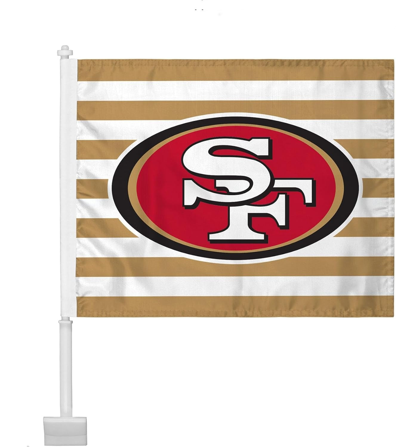 2 pack Car Window Flag of San Francisco 49ers 11X18 Inch 100% Polyester, White Strong White Flagpole