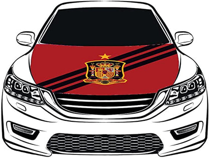 Spain national football team Car Hood Cover Flag ,Engine Banner,Selección de fútbol de España Flag,3.3X5ft, 100% Polyester Elastic Fabrics Can be Washed