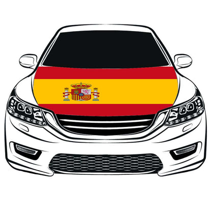 Spain Car Hood Cover Flag ,Engine Banner,Spanish Flag,3.3X5ft, 100% Polyester Elastic Fabrics Can be Washed