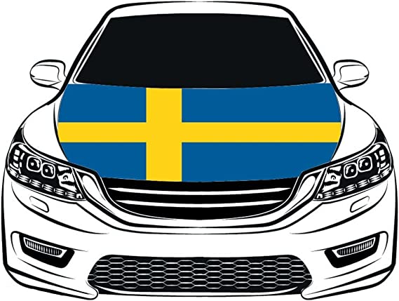 Swedish flag，Sweden Car Hood Cover Flag ,Engine Flag of Sweden,3.3X5ft, 100% Polyester Elastic Fabrics Can be Washed