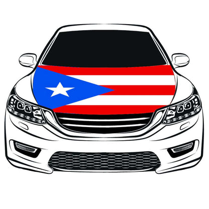The Commonwealth of Puerto Rico Flag，Car Hood Cover Flag ,3.3X5ft, 100% Polyester Elastic Fabrics Can be Washed，engine Banner Flag of Puerto Rico