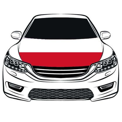 Flag of Poland, Car Hood Cover Flag ,The Republic Of Poland Engine Banner,3.3X5ft,100% Polyester Elastic Fabrics Can be Washed