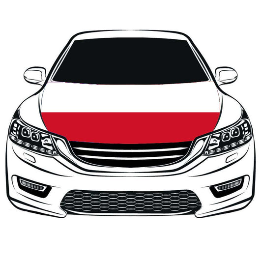 Flag of Poland, Car Hood Cover Flag ,The Republic Of Poland Engine Banner,3.3X5ft,100% Polyester Elastic Fabrics Can be Washed