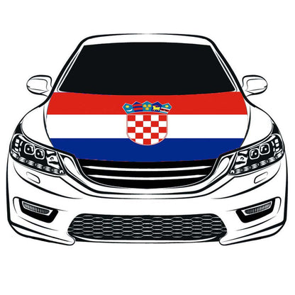 Croatia Flag, Car Hood Cover Flag The Republic of Croatia ,Republika Hrvatska Engine Banner,3.3X5ft,100% Polyester Elastic Fabrics Can be Washed