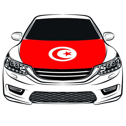 Tunisian flag，Tunisia Car Hood Cover Banner Flag ,Engine Flag,3.3X5ft, 100% Polyester Elastic Fabrics Can be Washed