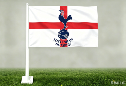 2 Pack Car Window Flag of Tottenham Hotspur 11X18 Inch - England Tottenham HotspurF.C. Flag 100% Polyester, White Strong White Flagpole