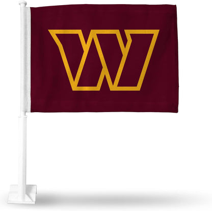 Car Window Flag of Washington Commanders 11X18 Inch(28x46cm) 100% Polyester, White Strong White Flagpole