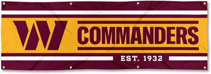 NFL Washington Commanders Flag -2x8 Ft Washington Redskins Banner -100% polyester-8 Metal Grommets