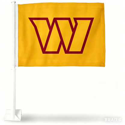 Car Window Flag of Washington Commanders 11X18 Inch(28x46cm) 100% Polyester, White Strong White Flagpole